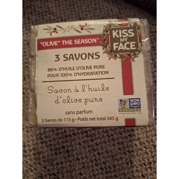 Kiss My Face “Olive” The Season” Olive Oil Soap Bars (3PK) VEGAN-FRAGRANCE FREE - Picture 1 of 5
